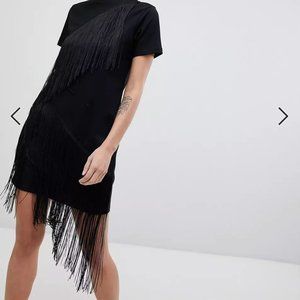 ASOS Mini T-Shirt Dress With Fringe Detail